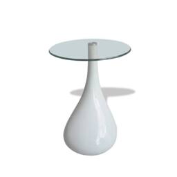 Berkfield Home Coffee Table with Round Glass Top High Gloss White - thumbnail 3