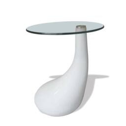 Berkfield Home Coffee Table with Round Glass Top High Gloss White - thumbnail 2