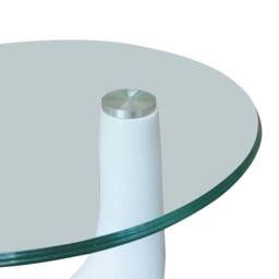 Berkfield Home Coffee Table with Round Glass Top High Gloss White - thumbnail 5