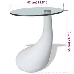 Berkfield Home Coffee Table with Round Glass Top High Gloss White - thumbnail 6