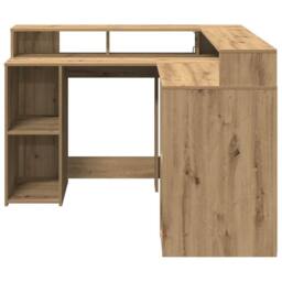 Berkfield Home Soft Desk with LED Lights Artisian Oak 130x130x91 cm Engineered Wood in Brown - Size: 130 x 130 x 91 cm - thumbnail 6