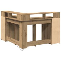 Berkfield Home Soft Desk with LED Lights Artisian Oak 130x130x91 cm Engineered Wood in Brown - Size: 130 x 130 x 91 cm - thumbnail 8