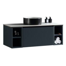 Bathroom Kingdom Flauto Midnight Wall Hung Basin Drawer Vanity 1000mm in Blue - thumbnail 1