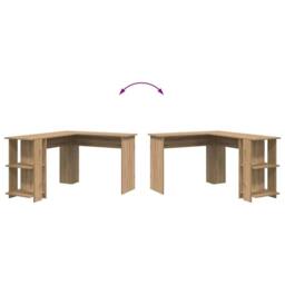 Berkfield Home Corner Desk with Storage Artisan Oak 140x113, 5x75cm in Brown - Size: 5x75 cm - thumbnail 9