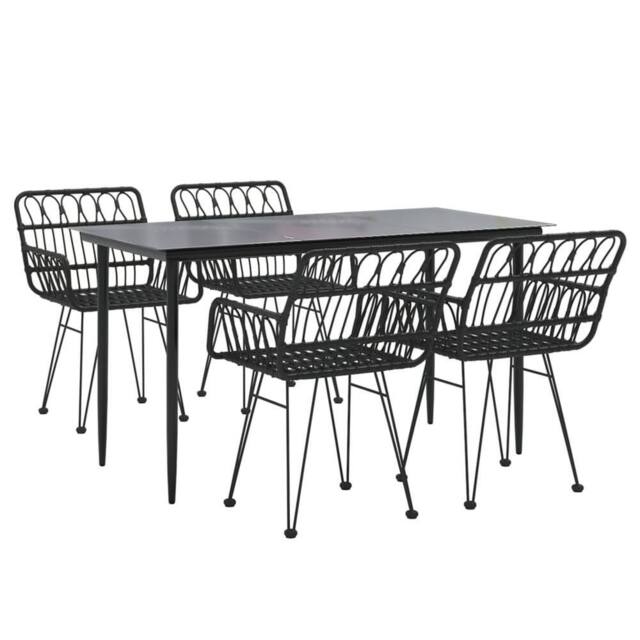 Berkfield Home Beautiful 5 Piece Garden Dining Set Black Poly Rattan - image 1