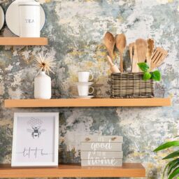 Harbour Housewares 2x 80cm Floating Wall Shelves - Wall Mountable for Storage & Display in Brown - Size: 2x 80 cm - thumbnail 5