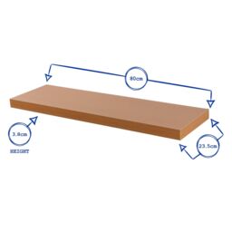 Harbour Housewares 2x 80cm Floating Wall Shelves - Wall Mountable for Storage & Display in Brown - Size: 2x 80 cm - thumbnail 3