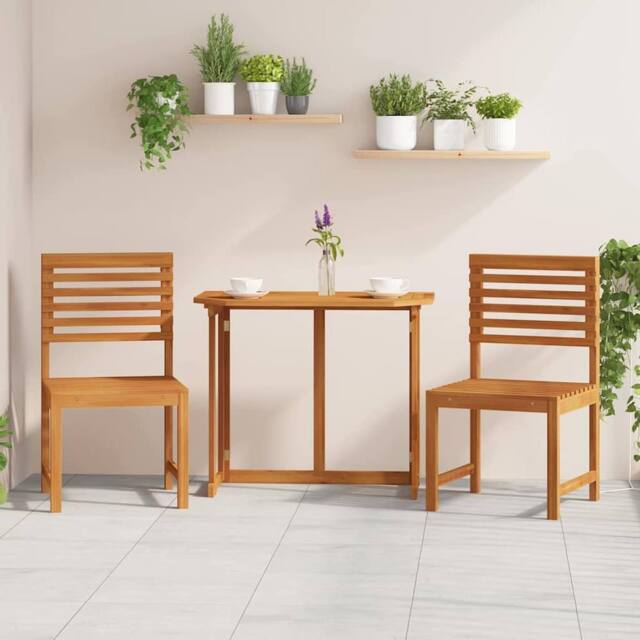 Berkfield Home Garden Chairs Without Arms - Set of 2 in Solid Acacia Wood in Brown - image 1