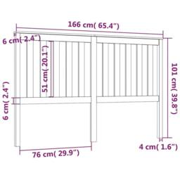 Berkfield Home Beautiful Bed Headboard Black 166x6x101 cm Solid Wood Pine - Size: 166 x 6 x 101 cm - thumbnail 6