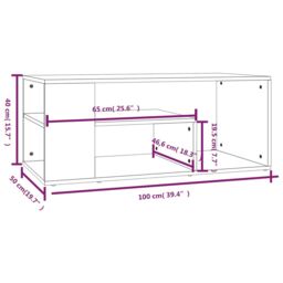 Berkfield Home Coffee Table Grey Sonoma 100x50x40 cm Engineered Wood - Size: 100 x 50 x 40 cm - thumbnail 6
