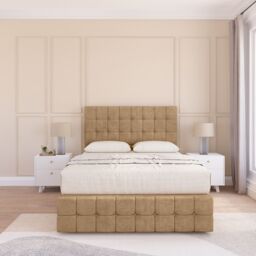 "Sloomy Berlin Divan Bed Base No Drawers 12"" Footboard & 26"" Struts Headboard in Light Brown - Size: Small Single" - thumbnail 2