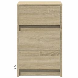 Berkfield Home Bedside Cabinet with LED Lights Sonoma Oak Engineered Wood in Brown - thumbnail 6