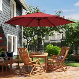OUTSUNNY 2.6M Garden Parasol Umbrella with Aluminium Pole, Tilt, Crank in Red - Size: 260 cm x 100 cm - thumbnail 9