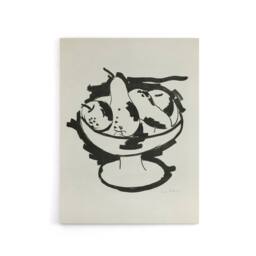 "Artery8 Bowl of Fruit Still Life Sketch Hartley Canvas Wall Art in White - Size: W18"" x H24""" - thumbnail 1