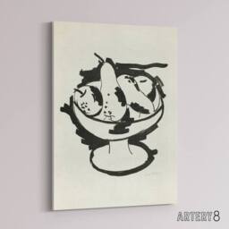 "Artery8 Bowl of Fruit Still Life Sketch Hartley Canvas Wall Art in White - Size: W18"" x H24""" - thumbnail 2