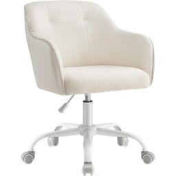 SONGMICS Ergonomic Swivel Chair with Armrests Height Adjustable Home Study in Light Beige - thumbnail 8