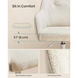 SONGMICS Ergonomic Swivel Chair with Armrests Height Adjustable Home Study in Light Beige - thumbnail 5