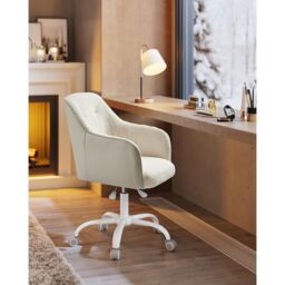 SONGMICS Ergonomic Swivel Chair with Armrests Height Adjustable Home Study in Light Beige - thumbnail 2