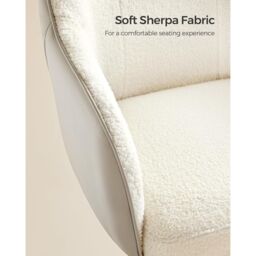 SONGMICS Ergonomic Swivel Chair with Armrests Height Adjustable Home Study in Light Beige - thumbnail 4