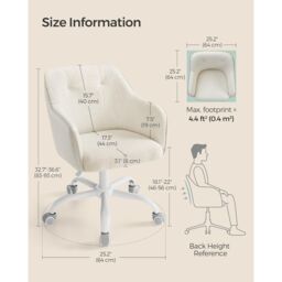 SONGMICS Ergonomic Swivel Chair with Armrests Height Adjustable Home Study in Light Beige - thumbnail 3