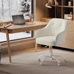 SONGMICS Ergonomic Swivel Chair with Armrests Height Adjustable Home Study in Light Beige - thumbnail 1
