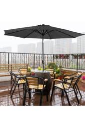 Living and Home Patio Umbrella 3M Large Traditional Parasol with Resin Base in Black - thumbnail 3