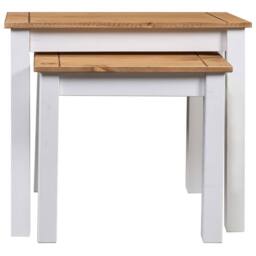 Berkfield Home Nesting Tables 2 pcs White Solid Pine Wood Panama Range - thumbnail 2
