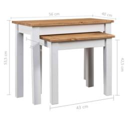 Berkfield Home Nesting Tables 2 pcs White Solid Pine Wood Panama Range - thumbnail 6