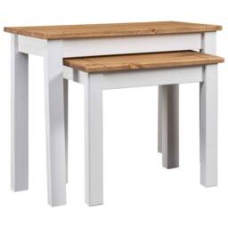 Berkfield Home Nesting Tables 2 pcs White Solid Pine Wood Panama Range - thumbnail 1