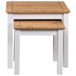 Berkfield Home Nesting Tables 2 pcs White Solid Pine Wood Panama Range - thumbnail 4
