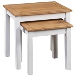 Berkfield Home Nesting Tables 2 pcs White Solid Pine Wood Panama Range - thumbnail 3
