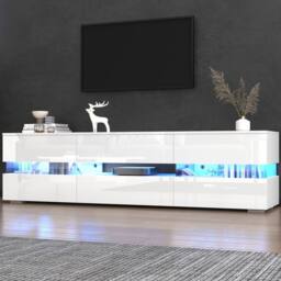 BTM LED TV Stand Lowboard Media Console Storage Cabinet Unit in White - thumbnail 6