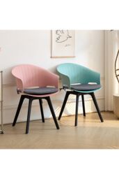 Living and Home 4Pcs Swivel PP Dining Chairs with Armrest ( Load Capacity 150kg ) in Blue - thumbnail 3