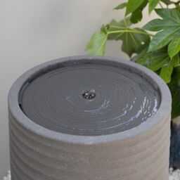 Primrose Mares Ridged Outdoor Water Feature with LED Lights 53cm in Grey - thumbnail 5