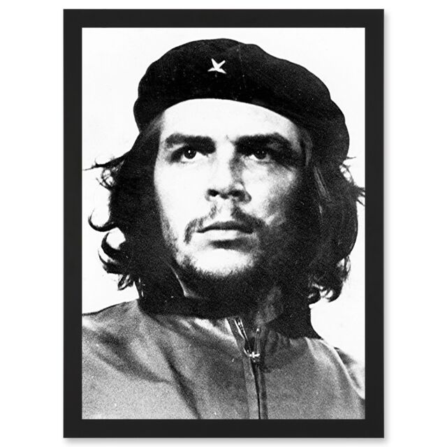 Artery8 Revolutionary Che Guevara Photo Iconic Korda Portrait A4 Artwork Framed Wall Art Print in Black - image 1
