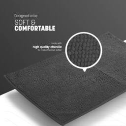 Keplin Non-Slip Microfibre Bath & Toilet Mat, Soft & Comfortable, 50x80cm in Grey - Size: 50 cm x 80 cm - thumbnail 3