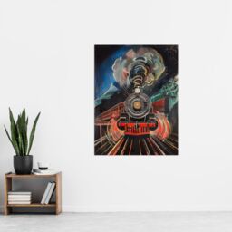 "Artery8 Steam Train Painting Engine Dark Powerful Bold Wall Art Print - Size: W18"" x H24""" - thumbnail 4