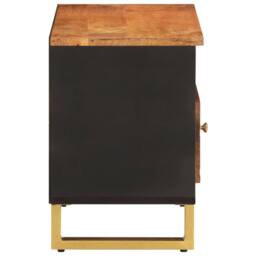 Berkfield Home TV Cabinet Brown & Black 80x33.5x46 cm Solid Wood Mango - thumbnail 5