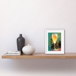 "Artery8 Wall Art Print Bubbly Champagne Sparling Wine Glass Celebration Artwork Framed 9X7 Inch in White - Size: W7"" x H9""" - thumbnail 2