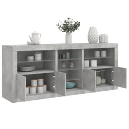 Berkfield Home Sideboard with LED Lights Concrete Grey 162x37x67 cm - Size: 162 x 37 x 67 cm - thumbnail 1
