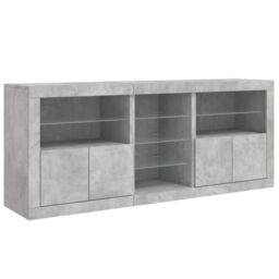 Berkfield Home Sideboard with LED Lights Concrete Grey 162x37x67 cm - Size: 162 x 37 x 67 cm - thumbnail 6