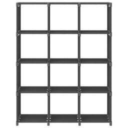 Berkfield Home 12-Cube Display Shelf Grey 103x30x141 cm Fabric - Size: 103 x 30 x 141 cm