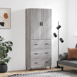 Berkfield Home Highboard Grey Sonoma 69.5x34x180 cm Engineered Wood - thumbnail 1
