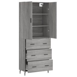 Berkfield Home Highboard Grey Sonoma 69.5x34x180 cm Engineered Wood - thumbnail 4