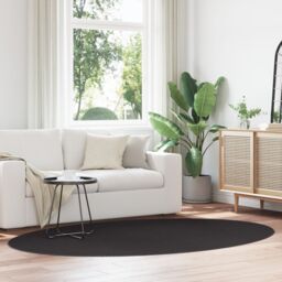 Berkfield Home HUARTE' Black Oval Rug 160x230 cm - Size: Medium - thumbnail 1
