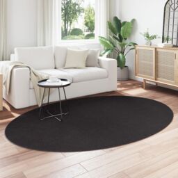 Berkfield Home HUARTE' Black Oval Rug 160x230 cm - Size: Medium - thumbnail 3