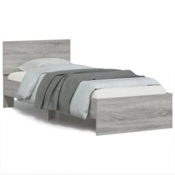 Berkfield Home Bed Frame without Mattress with LED Lights Grey Sonoma 75x190 cm Small Single - thumbnail 1