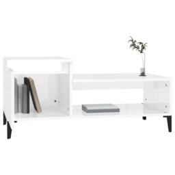 Berkfield Home Coffee Table High Gloss White 100x50x45 cm Engineered Wood - Size: 100 x 50 x 45 cm - thumbnail 4