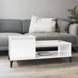 Berkfield Home Coffee Table High Gloss White 100x50x45 cm Engineered Wood - Size: 100 x 50 x 45 cm - thumbnail 2