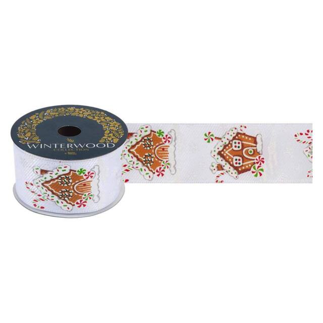 VFM e-Store Christmas Ribbon Garland 7cm x 10cm White X 1 - Size: 7 cm x 10 cm - image 1